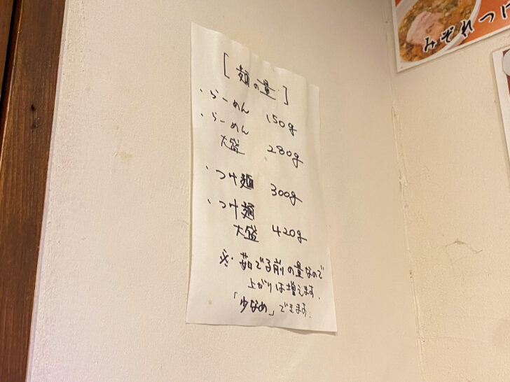 麺の量